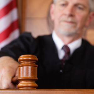 Judge handing sentence in courtroom